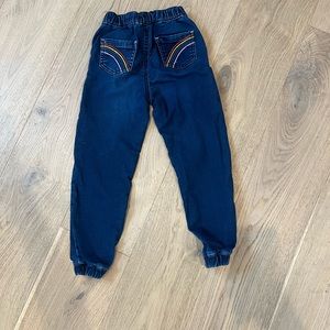 Mini Boden jeans denim pants with rainbow pocket details Girls sz 5 / 6Y in EUC